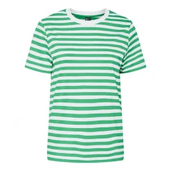 Hot Pieces Dame Ria Stribet T-shirt Absinthe Green