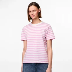 New Pieces Dame Ria Stribet T-shirt Pastel Lavender