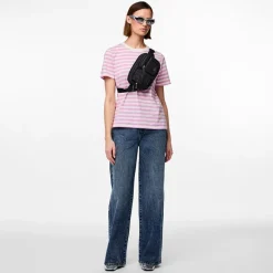 New Pieces Dame Ria Stribet T-shirt Pastel Lavender