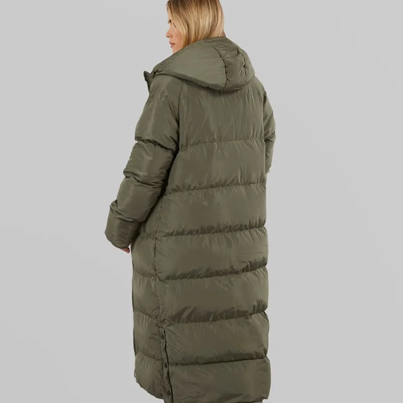 Online Bench Dame Ryelle Maxi Lang Puffer Jakke Khaki kakigrøn