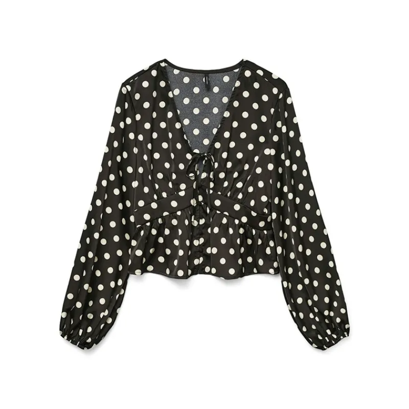 Best Vero Moda Dame Savana Lang Ærme V-Hals Top Sort