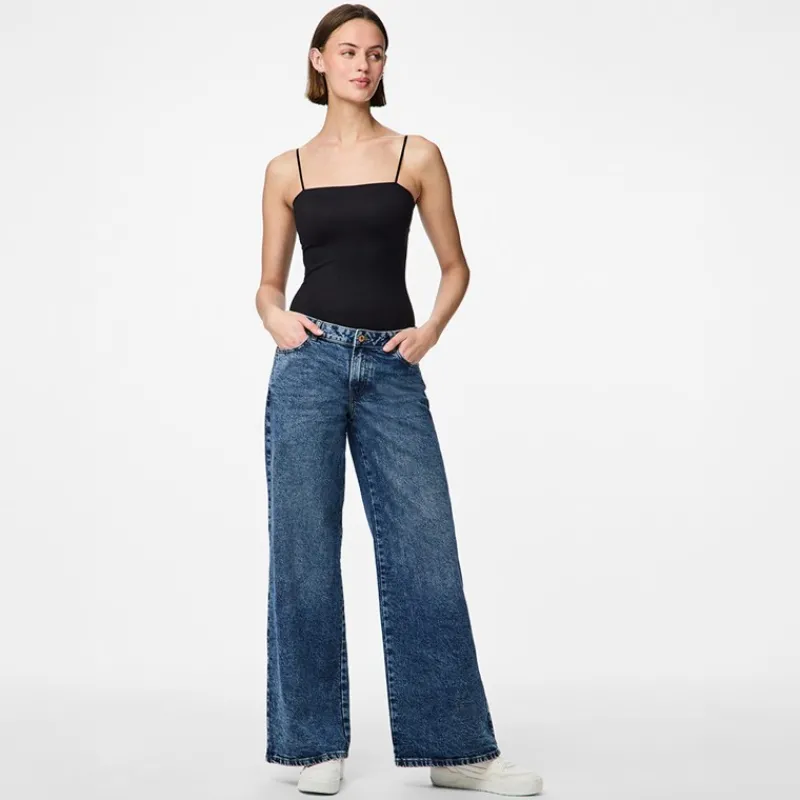 Sale Pieces Dame Selma vide bukser Medium Blue Denim