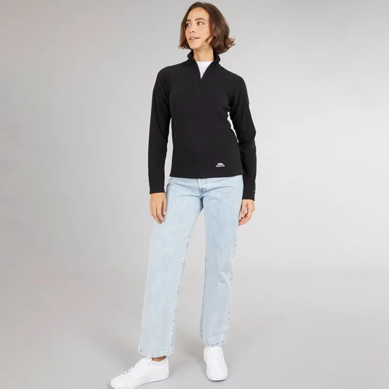 Trespass Dame Shiner 1/2 Lynlås Mikro Fleece Sort