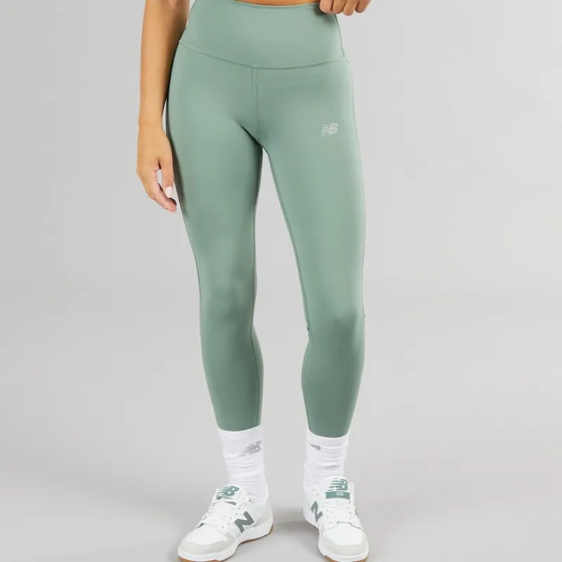 Clearance New Balance Dame Sleek NB Dry Højtaljede Tætsiddende Leggings Mørk Enebær