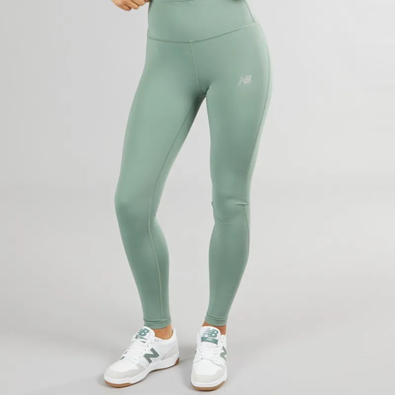 Clearance New Balance Dame Sleek NB Dry Højtaljede Tætsiddende Leggings Mørk Enebær