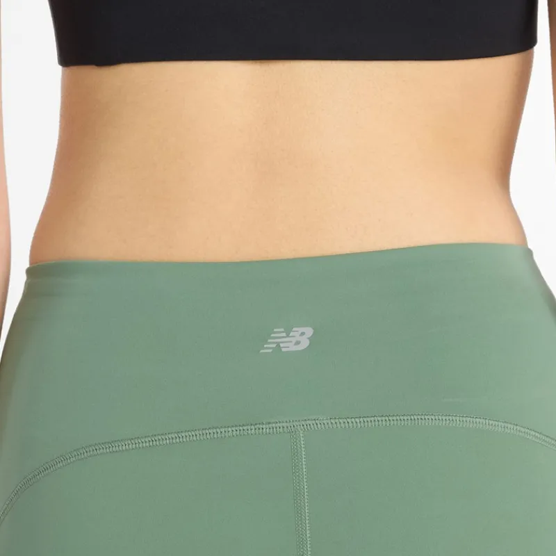 Hot New Balance Dame Sleek NBDry Lomme Højtaljede Tætsiddende Leggings Mørk Enebær Grøn