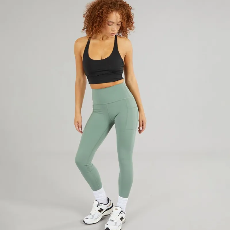 Hot New Balance Dame Sleek NBDry Lomme Højtaljede Tætsiddende Leggings Mørk Enebær Grøn