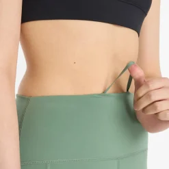 Hot New Balance Dame Sleek NBDry Lomme Højtaljede Tætsiddende Leggings Mørk Enebær Grøn