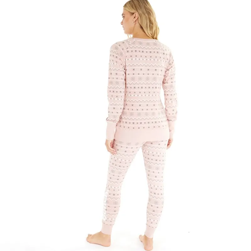 Clearance Bench Dame Soffi Loungewear Set Stoflig Rosa Fairisle Lyserød