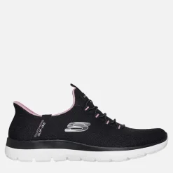 Online SKECHERS SPORT Dame Summits Drømmesøger Slip-In Sneakers Black & Purple/​Mauve Sort