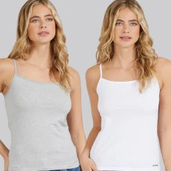 G-STAR Dame to pak vest Bright White/Light Grey Marl Lysegrå Mergel