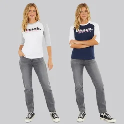 Best Bench Dame To Pakke 3/4 Ærme T-Shirts Hvid Marineblå