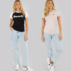 Discount Bench Dame To Pakke T-Shirts Sort Lyserød