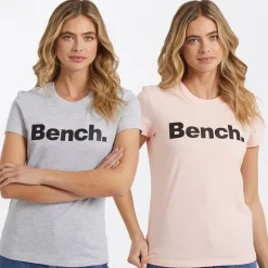 Sale Bench Dame T-shirts Grammen To-pak Grå Melange/Pink Flerfarvet