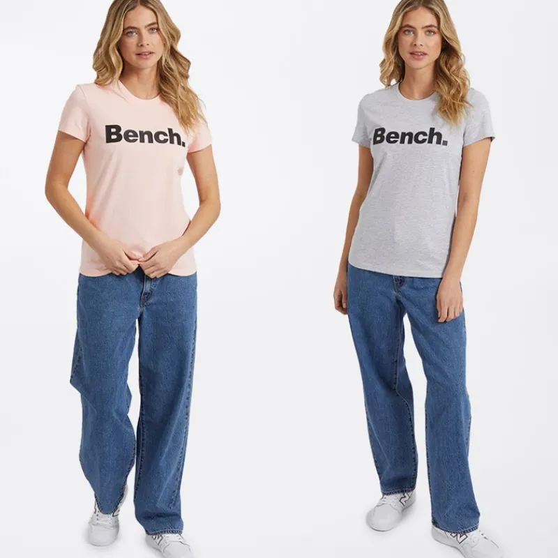 Sale Bench Dame T-shirts Grammen To-pak Grå Melange/Pink Flerfarvet