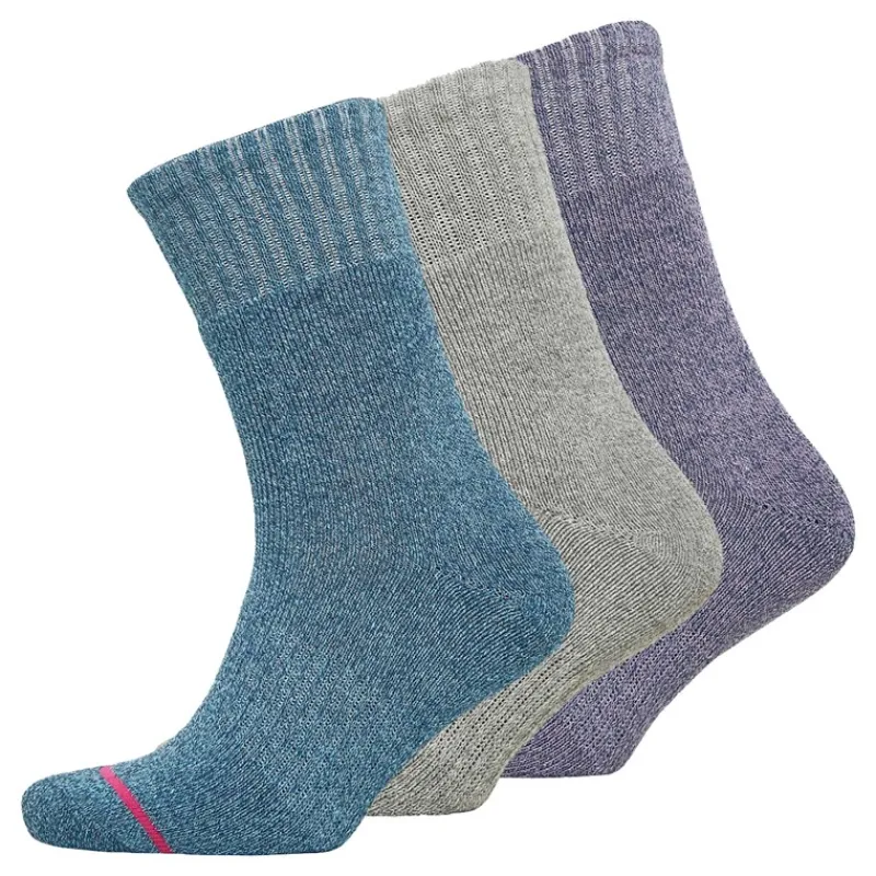 WEATHERPROOF Dames Sokker Thermal Crew 3-pak Lys Lila/Mellemgrå/Blå Vask/Mellem Lilla Flerfarvet