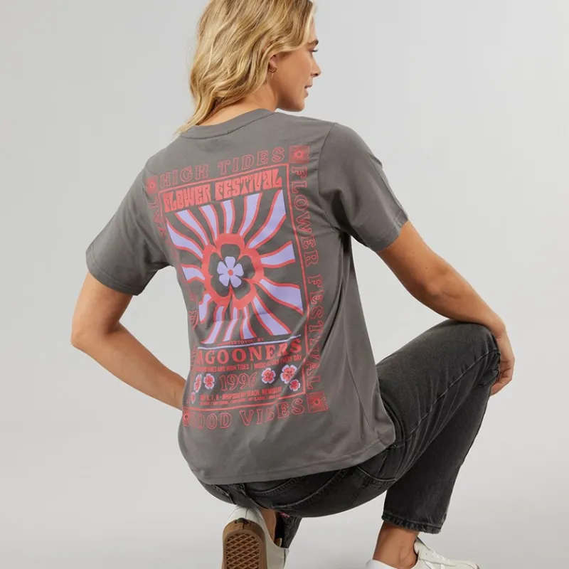 Clearance Lagooners Damskie Birds T-shirty Ciemny grafit Trækulsgrå