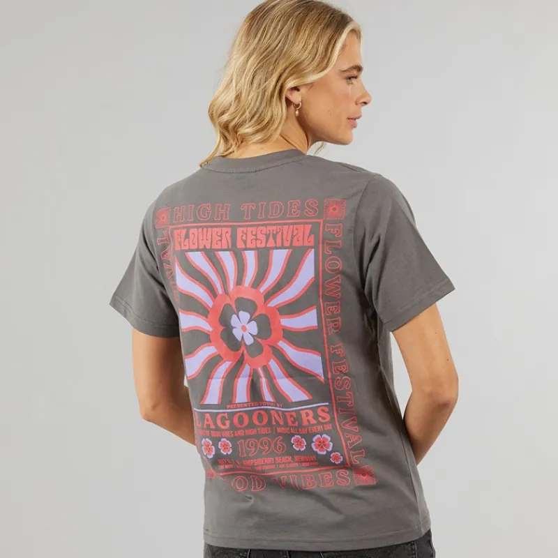 Clearance Lagooners Damskie Birds T-shirty Ciemny grafit Trækulsgrå