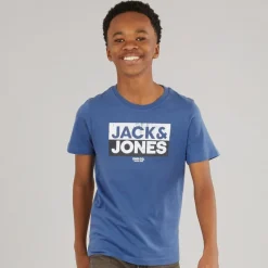 Best JACK & JONES Drenge Atfal Tre Pakke T-shirts Colbalt Blå /​ Hvid /​ Navy Print