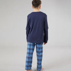 Outlet Threadboys Drenge Atmore nattøj sæt Navy/​Blue Check