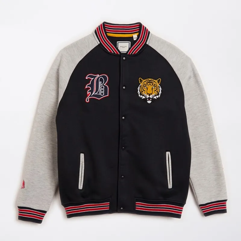 Sale Brave Soul Drenge Baseball Bomber Jakke Navy/Lys Grå Mélange