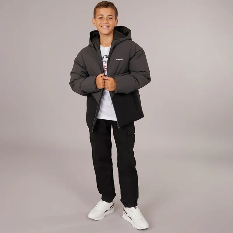 JACK & JONES Drenge Brady Puffer Jakke Asfalt Mørkegrå
