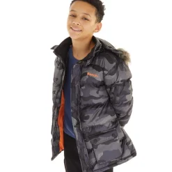 Outlet Bench Drenge Calcott Jakke Sort Digi Camo Flerfarvet