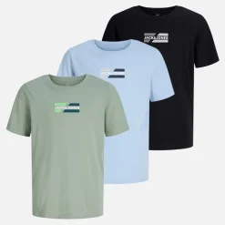 Sale JACK & JONES Drenge Corp Tre Pak T shirts Cashmere Blue