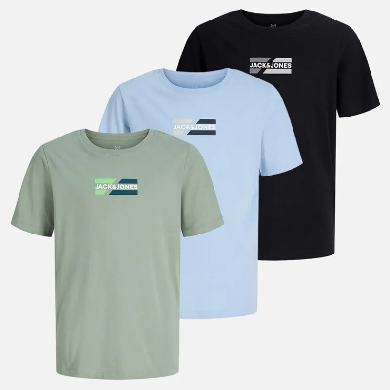 Sale JACK & JONES Drenge Corp Tre Pak T shirts Cashmere Blue