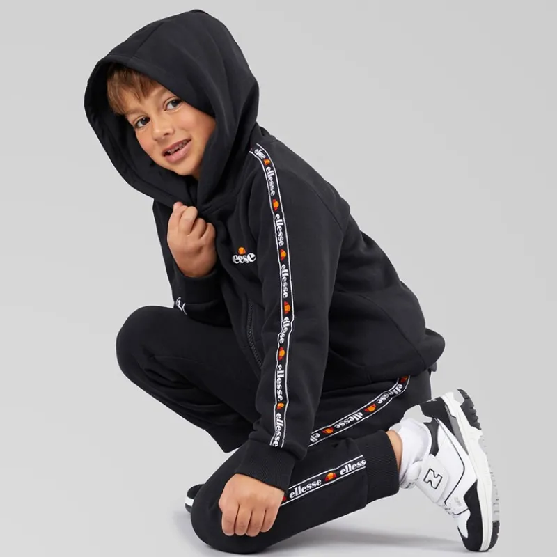 Clearance Ellesse Drenge Dominic Hættetrøje T-shirt Og Joggingbukser Sæt Sort/Grå