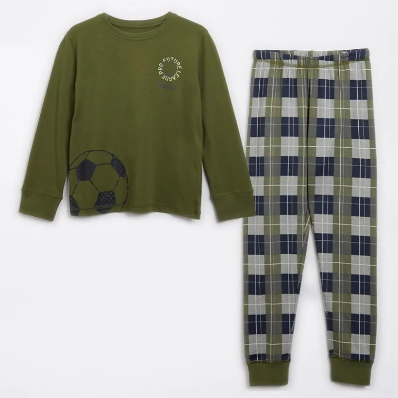 Hot Threadboys Drenge Dothan nattøj sæt Khaki/Khaki Check