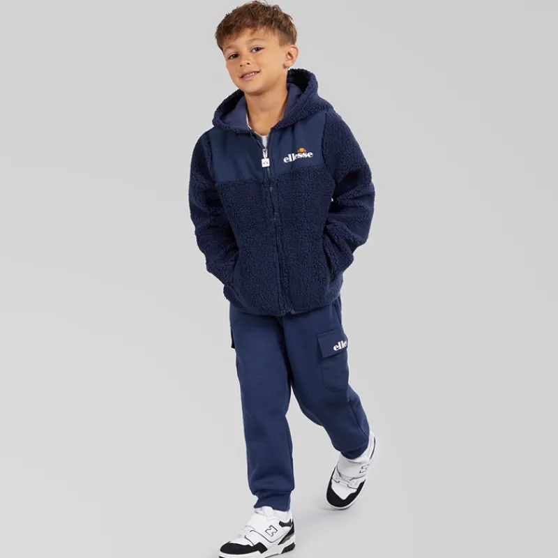 New Ellesse Drenge Enrique Sherpa Hættejakke Og Joggingbukser Navy