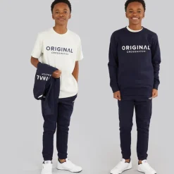 Online Crosshatch Drenge Fire Dele Hættetrøje Sweatshirt T-shirt Og Joggingbukser Sæt Navy/​Off White