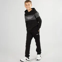 Hot JACK & JONES Drenge Lakewood Hættetrøje Og Joggingbukser Træningsdragt /​Mørk Grå Marl Panel Sort