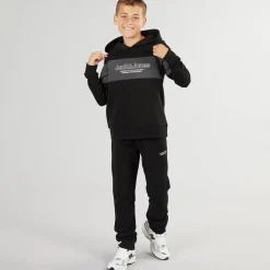 Hot JACK & JONES Drenge Lakewood Hættetrøje Og Joggingbukser Træningsdragt /​Mørk Grå Marl Panel Sort