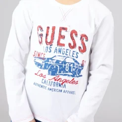 Sale Guess Drenge langærmet T-shirt Pure White