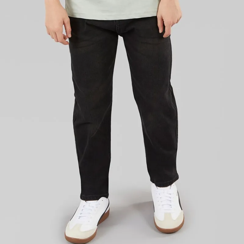 Sale Crosshatch Drenge lige jeans sort vasket Vasket Sort