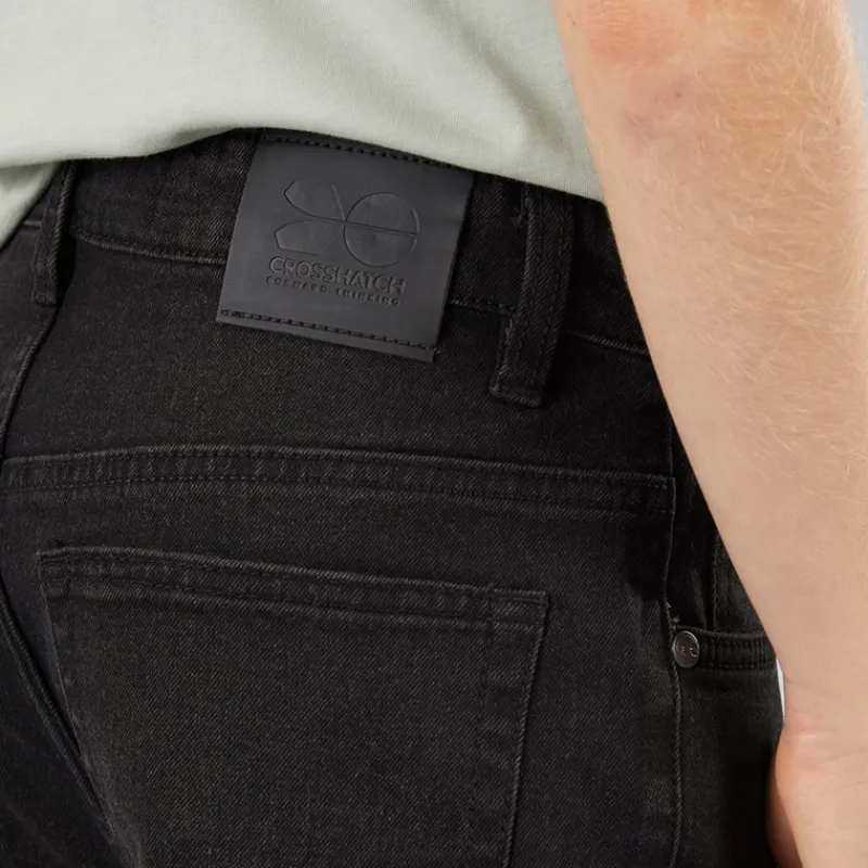 Sale Crosshatch Drenge lige jeans sort vasket Vasket Sort