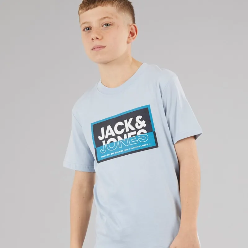 JACK & JONES Drenge Logan T-shirt Afdæmpet Blå Blå