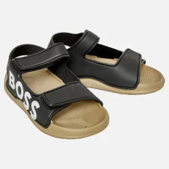 Best BOSS Drenge Logo Velcro Rem Sandaler Sort