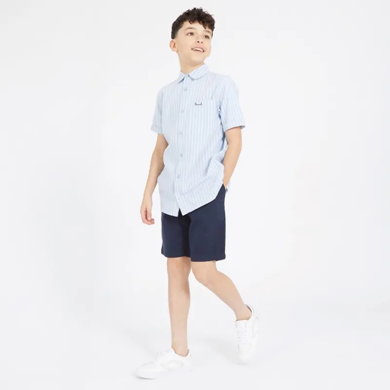 Best Bench Drenge Lomous skjorte og chino shorts sæt blå og hvid stribet/navy Blue & White Stripe / Navy