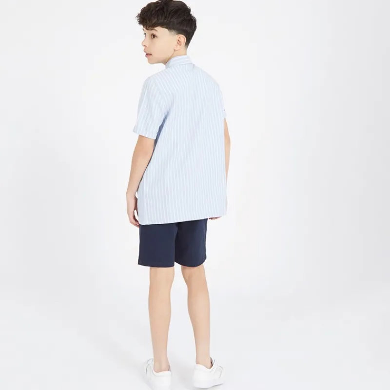 Best Bench Drenge Lomous skjorte og chino shorts sæt blå og hvid stribet/navy Blue & White Stripe / Navy