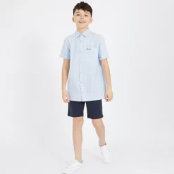 Best Bench Drenge Lomous skjorte og chino shorts sæt blå og hvid stribet/navy Blue & White Stripe / Navy