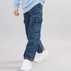 New Brave Soul Drenge Løstsiddende Cargo Jeans Mellemblå Mellemblå