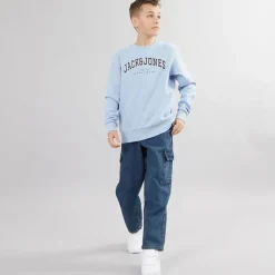 New Brave Soul Drenge Løstsiddende Cargo Jeans Mellemblå Mellemblå