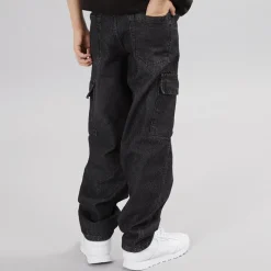 Hot Brave Soul Drenge Løstsiddende Cargo Jeans Antracit Vasket Trækulsgrå