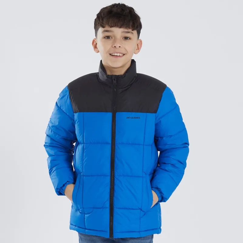 Hot JACK & JONES Drenge Otis Puffer Halsjakke Lapis Blå