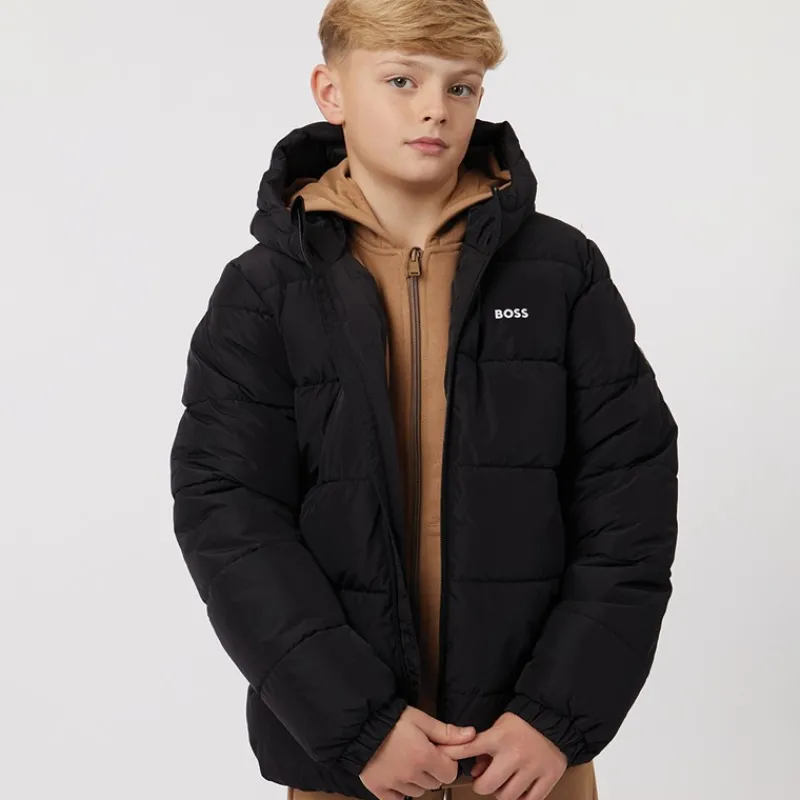 Hot BOSS Drenge Pufferjakke Sort