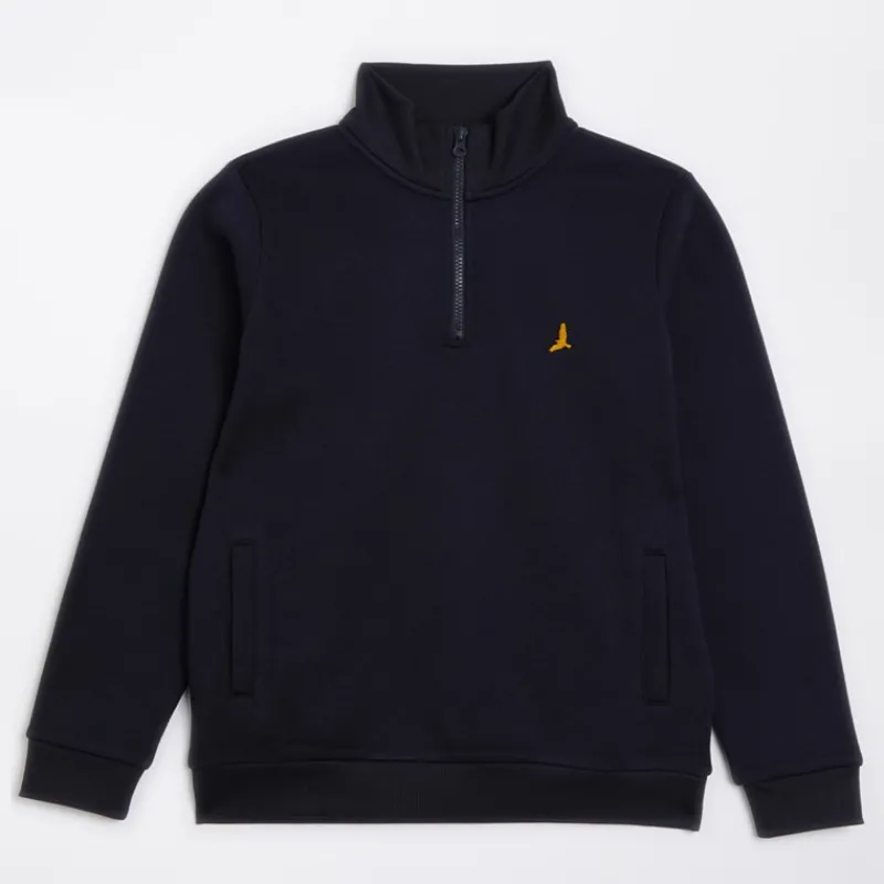 Outlet Brave Soul Drenge Quarter Zip Sweatshirt Navy
