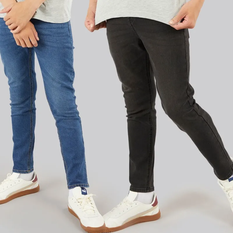 Best Crosshatch Drenge Slim To Pak Jeans Mellem Vask/Sort Vasket